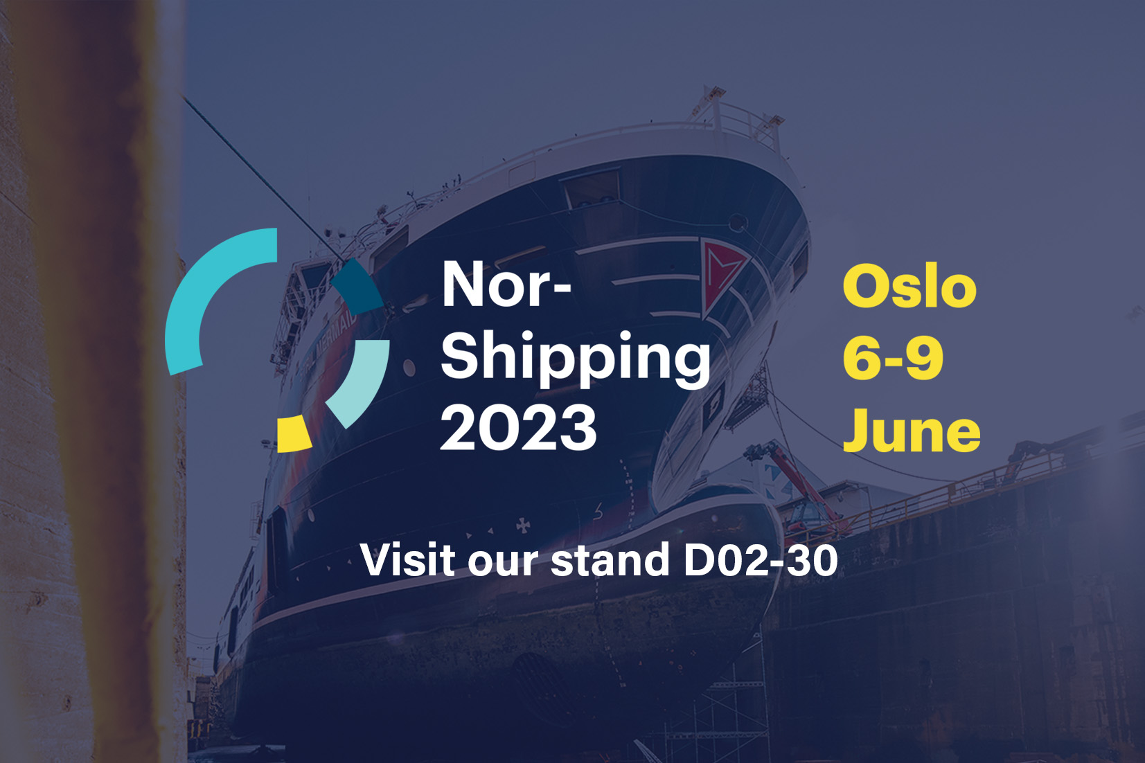 bilde av skip med Nor-Shipping logo over